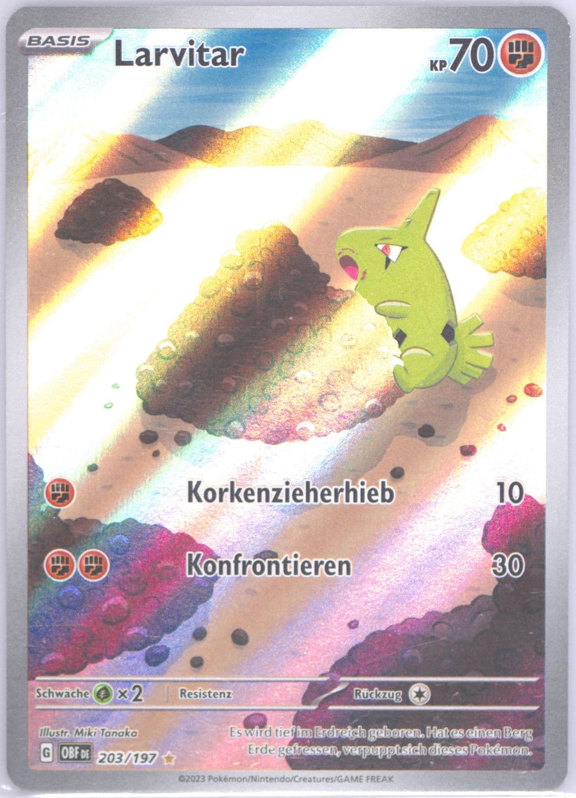Larvitar Illustration Rare (203) 2023 Pokemon German Obf de-Obsidian Flames