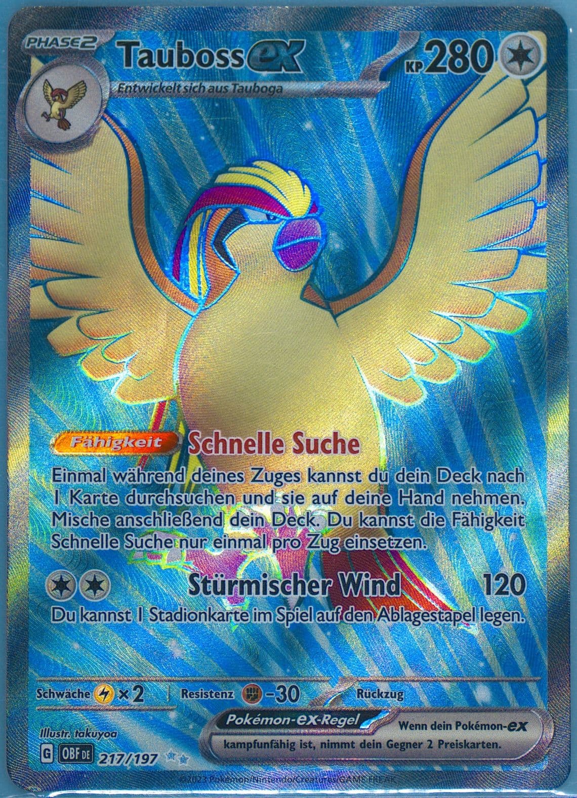 Pidgeot EX Ultra Rare (217) 2023 Pokemon German Obf de-Obsidian Flames