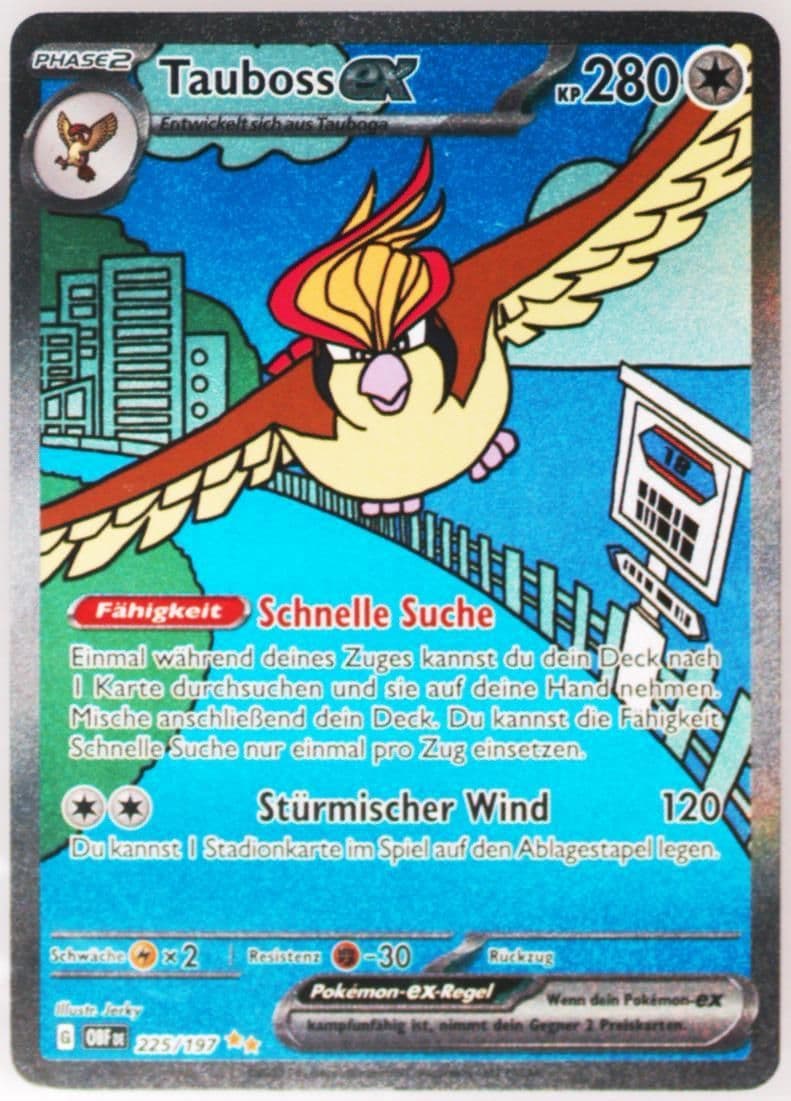 Pidgeot EX Special Illustration Rare (225) 2023 Pokemon German Obf de-Obsidian Flames
