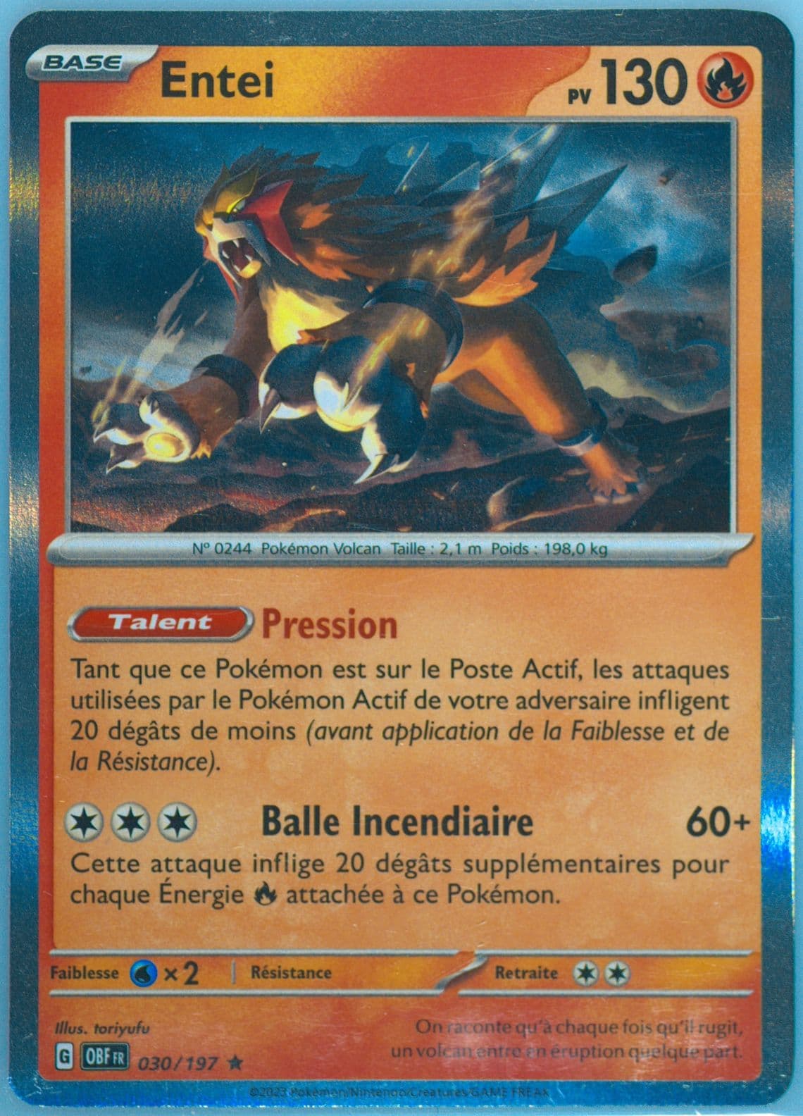 Entei (030) 2023 Pokemon French Obf FR-Obsidian Flames