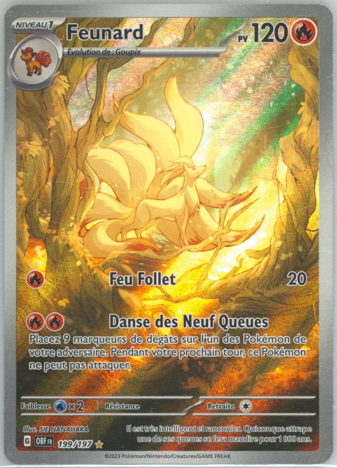 Ninetales Illustration Rare (199) 2023 Pokemon French Obf FR-Obsidian Flames