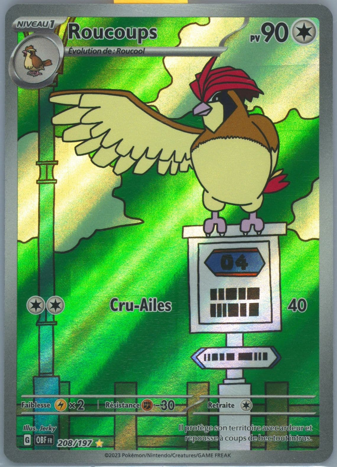 Pidgeotto Illustration Rare (208) 2023 Pokemon French Obf FR-Obsidian Flames