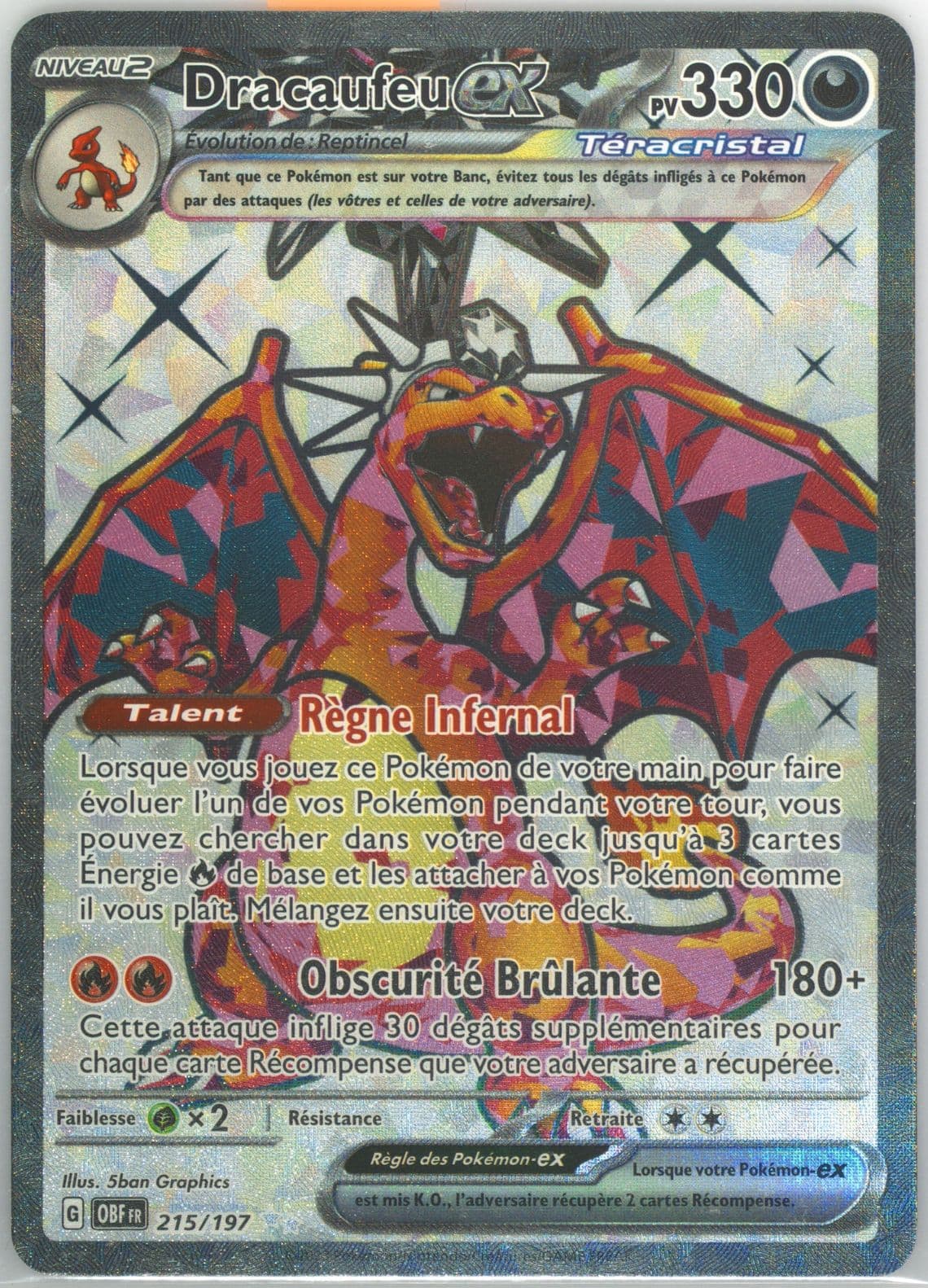 Charizard EX Ultra Rare (215) 2023 Pokemon French Obf FR-Obsidian Flames