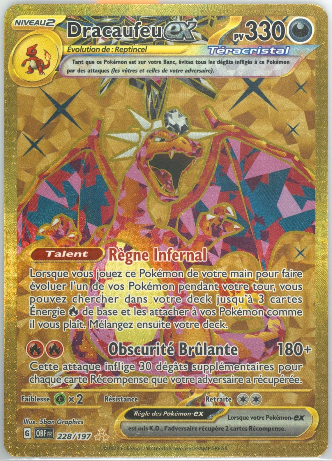 Charizard EX Hyper Rare (228) 2023 Pokemon French Obf FR-Obsidian Flames