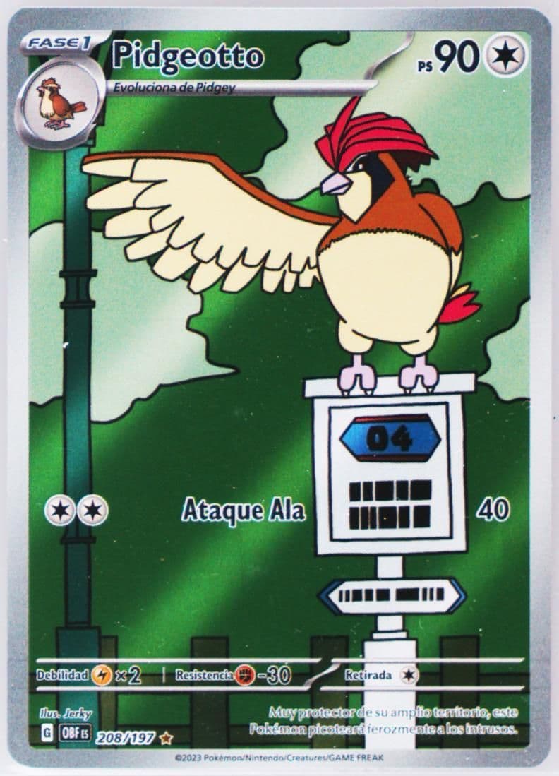 Pidgeotto Illustration Rare (208) 2023 Pokemon Spanish Obf ES-Obsidian Flames