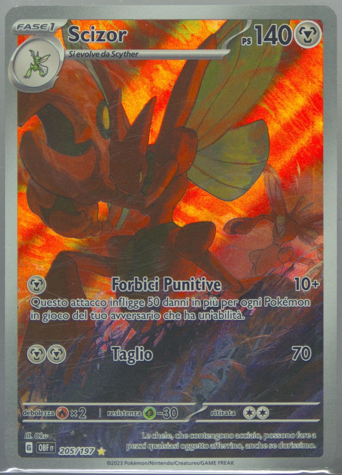 Scizor Illustration Rare (205) 2023 Pokemon Italian Obf It-Obsidian Flames