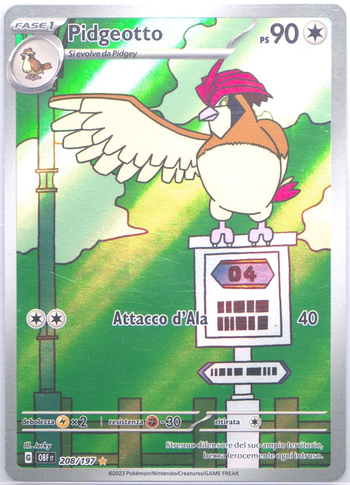 Pidgeotto Illustration Rare (208) 2023 Pokemon Italian Obf It-Obsidian Flames