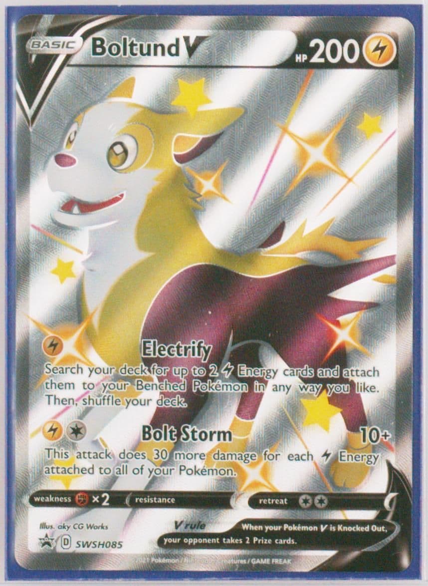 Full Art/Boltund V Shining Fates Tins-Jumbo (085) 2021 Pokemon Swsh Black Star Promo