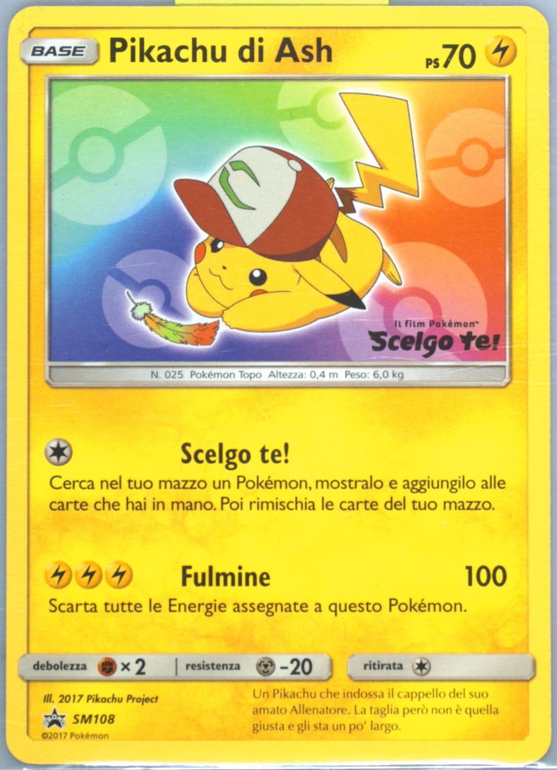 Pikachu DI Ash I Choose You!-Italian (SM108) 2017 Pokemon SM Black Star Promo