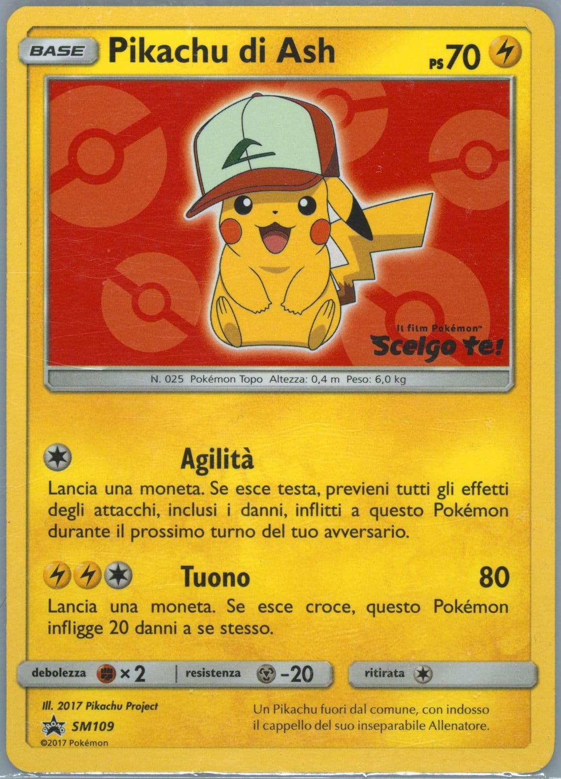 Pikachu DI Ash I Choose You!- Italian (SM109) 2017 Pokemon SM Black Star Promo