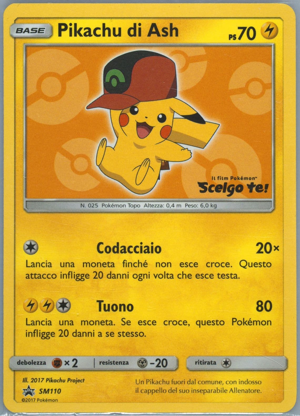 Pikachu DI Ash I Choose You-Italian (SM110) 2017 Pokemon SM Black Star Promo