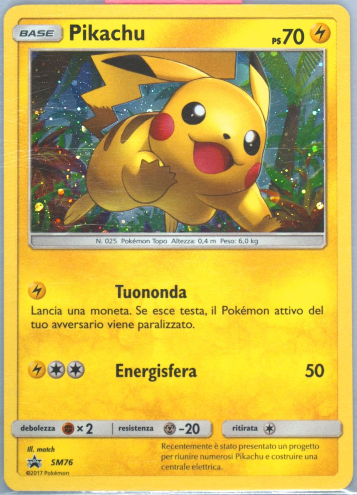 Pikachu-Holo Shining Legends Pin Collection-Italian (SM76) 2017 Pokemon SM Black Star Promo