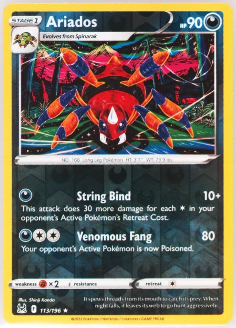 Ariados-Reverse Foil (113) 2022 Pokemon Sword & Shield Lost Origin