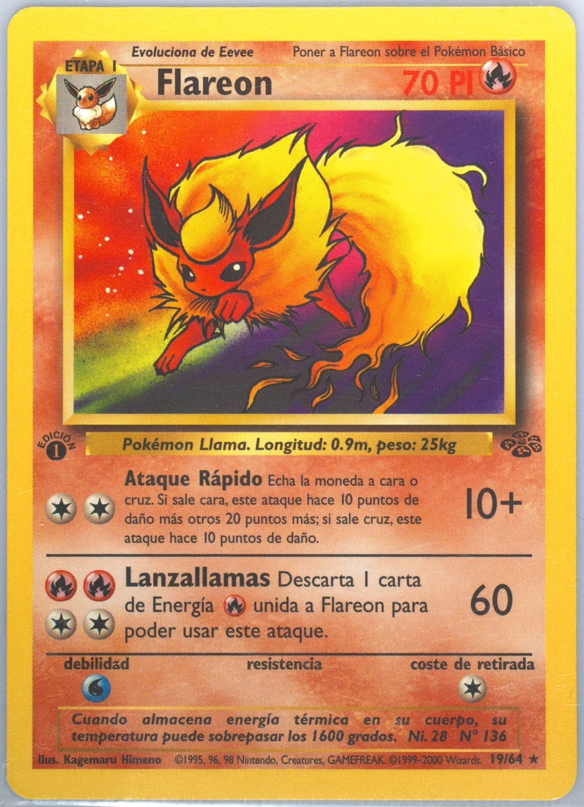 Flareon 1st Edition (19) 2000 Pokemon Spanish Jungle