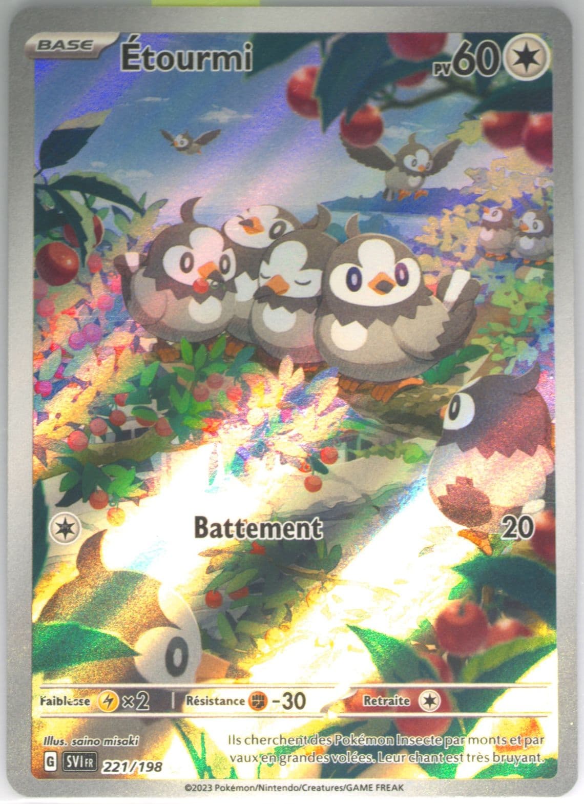 Starly Illustration Rare (221) 2023 Pokemon French Svi FR-Scarlet & Violet
