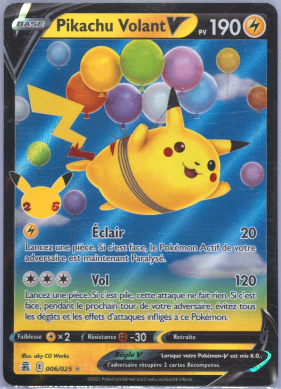 Pikachu Volant V French (006) 2021 Pokemon Celebrations