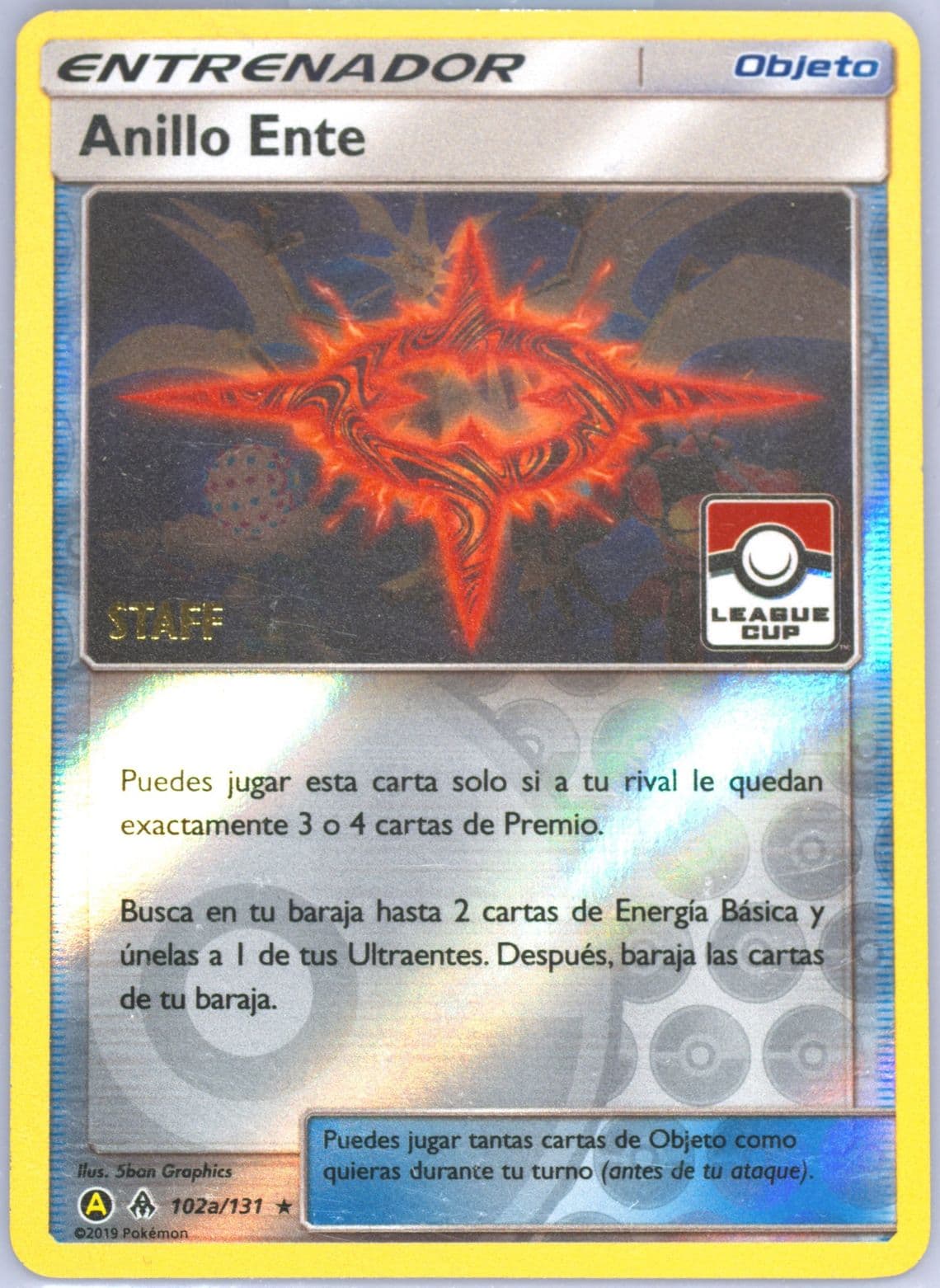 Beast Ring-Reverse Foil 2019 Yellow A Alternate Art League Cup-Spanish-Staff (102a) 2018 Pokemon Sun & Moon Forbidden Light