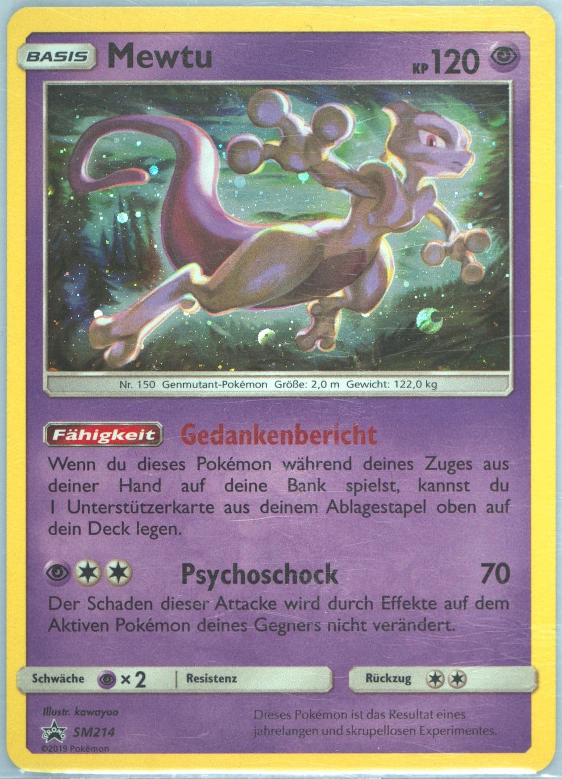 Mewtu-Holo Hidden Fates Pin Collection-German (SM214) 2019 Pokemon SM Black Star Promo