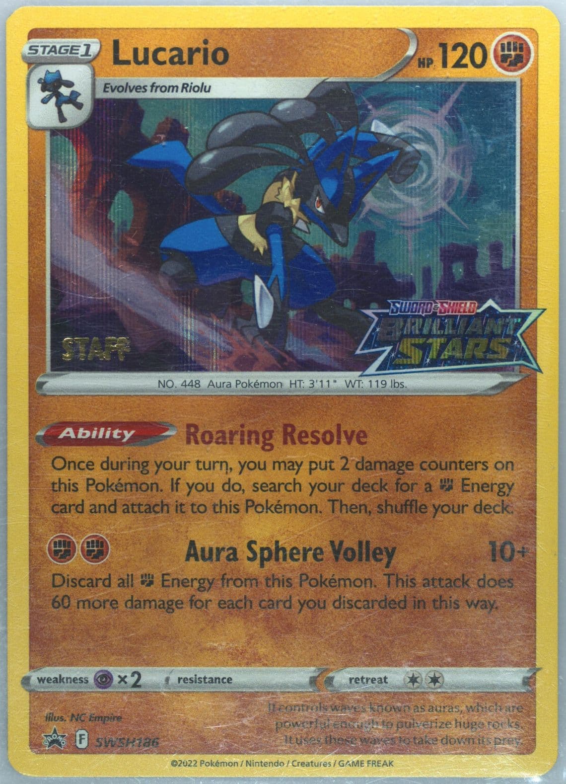 Lucario-Holo Prerelease-Staff (186) 2023 Pokemon Swsh Black Star Promo