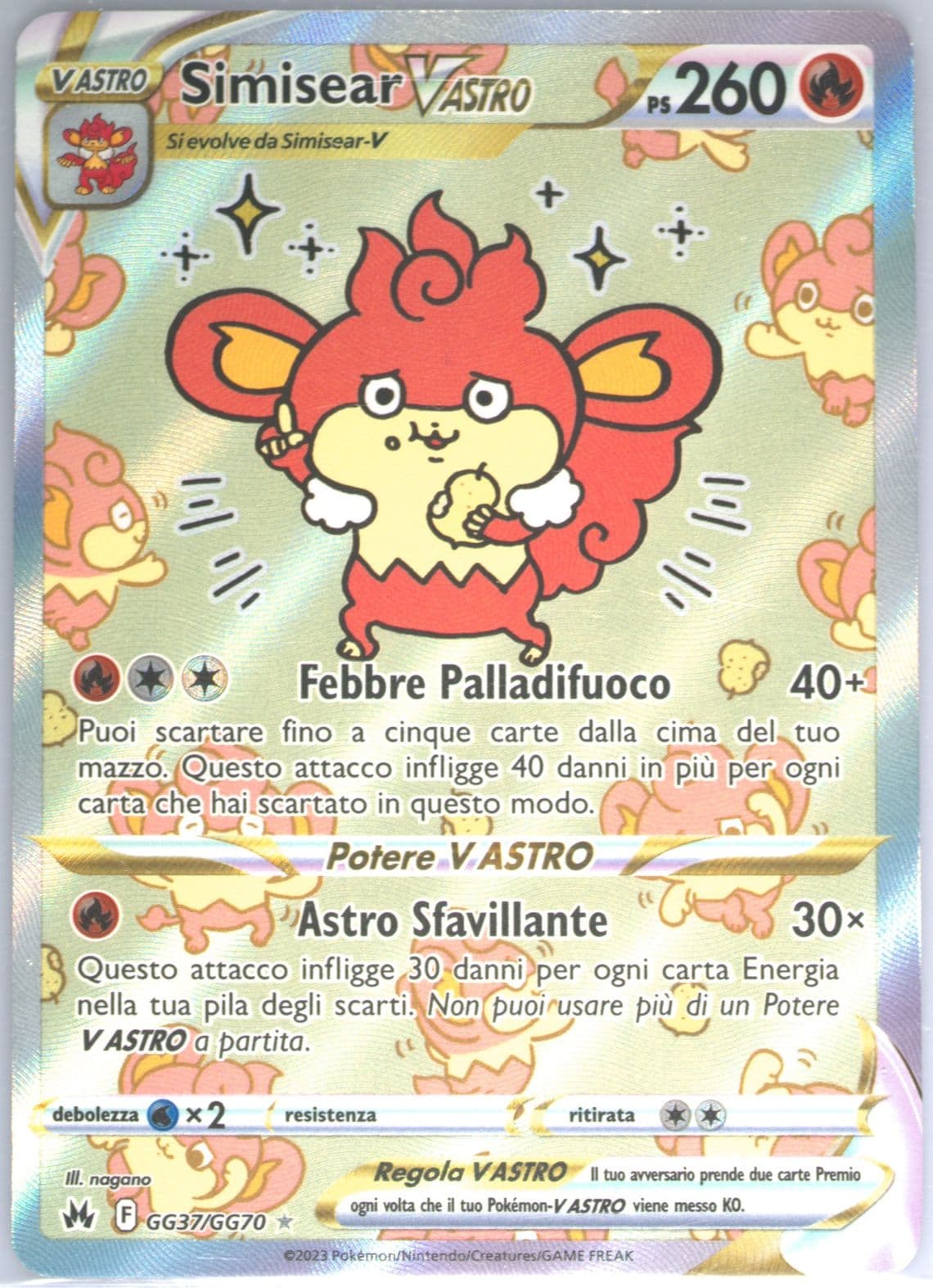 Full Art/Simisear Vastro Italian (GG37) 2023 Pokemon Sword and Shield Crown Zenith