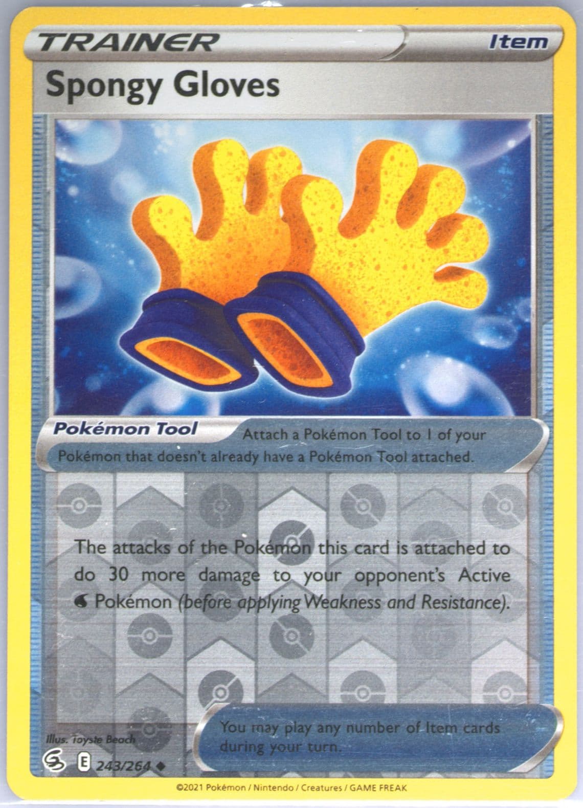 Spongy Gloves-Reverse Foil (243) 2021 Pokemon Sword & Shield Fusion Strike