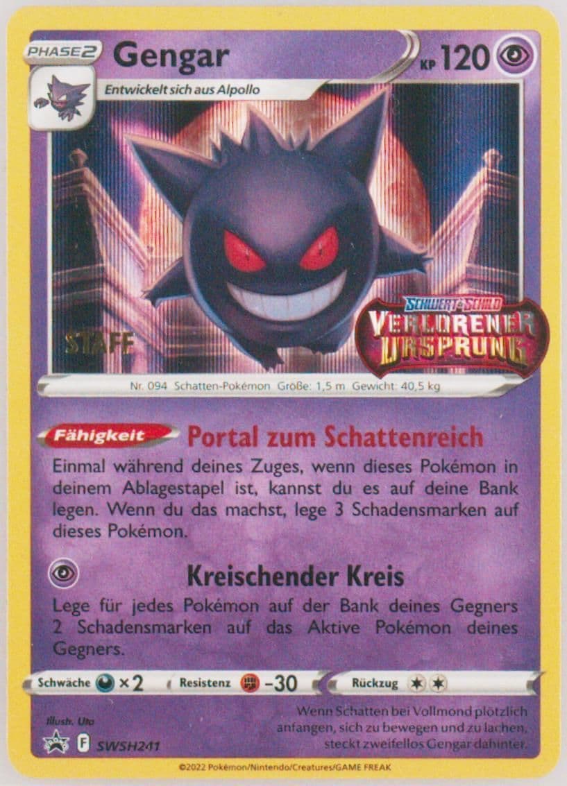 Gengar-Holo Prerelease-Staff-German (241) 2023 Pokemon Swsh Black Star Promo
