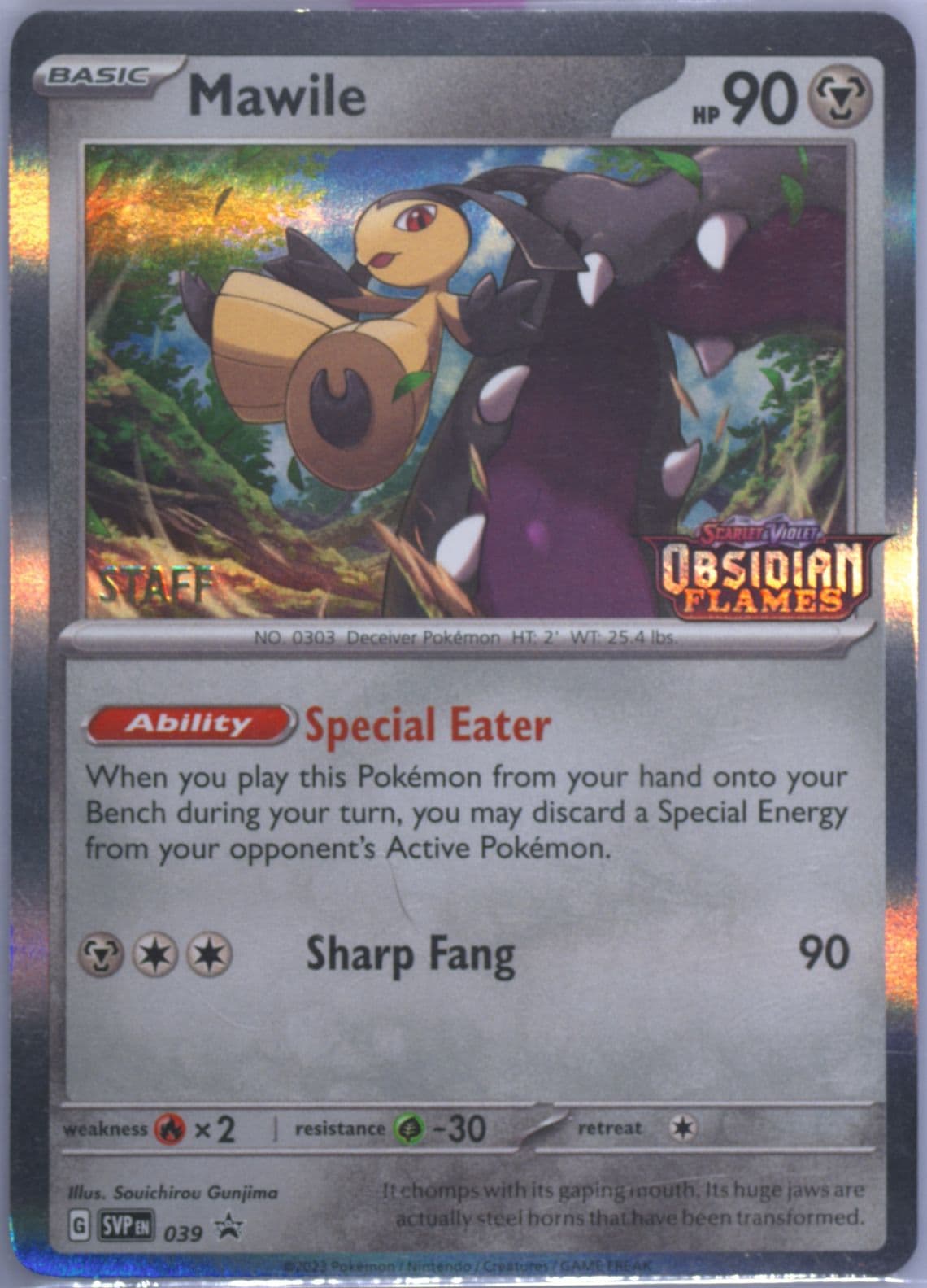 Mawile Obsidian Flames Prerelease-Staff (039) 2023 Pokemon Svp EN-SV Black Star Promo