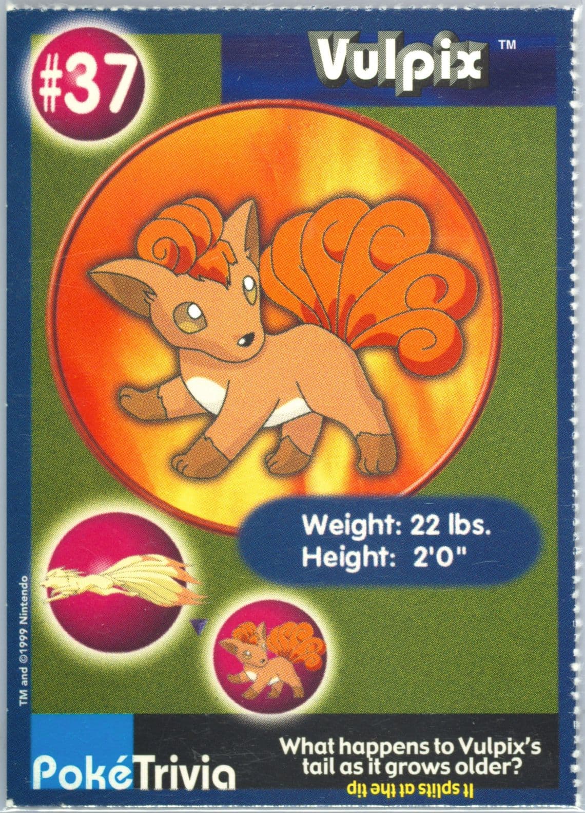 Vulpix Perforated (37) 1999 Pokemon Burger King