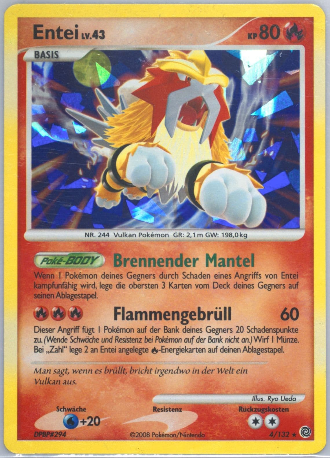 Entei-Holo Fall 2010 Collector's Tin (4) 2008 Pokemon German Diamond & Pearl Secret Wonders