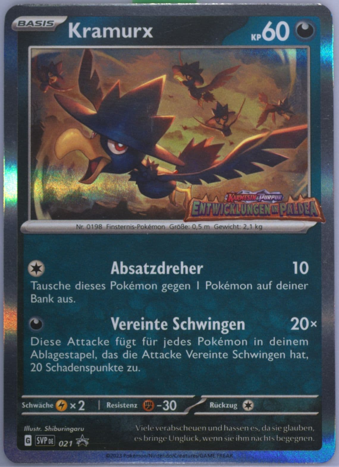Murkrow Paldea Evolved Prerelease (021) 2023 Pokemon German Svp de-SV Black Star Promo