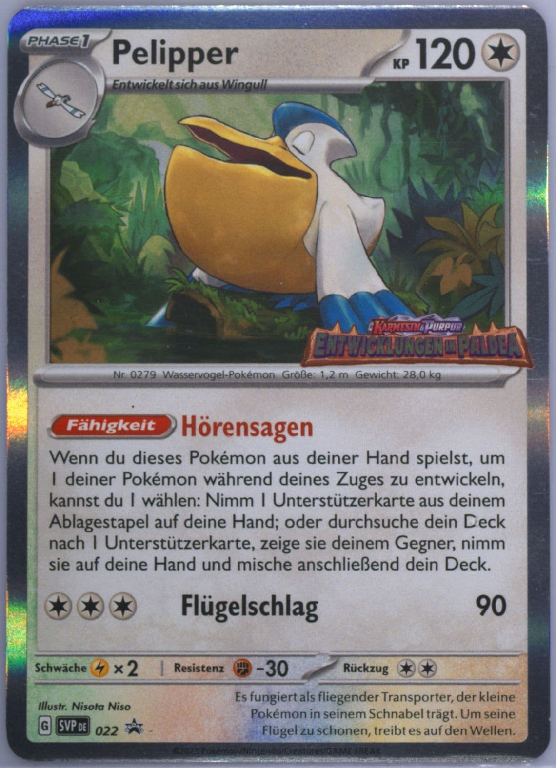 Pelipper Paldea Evolved Prerelease (022) 2023 Pokemon German Svp de-SV Black Star Promo