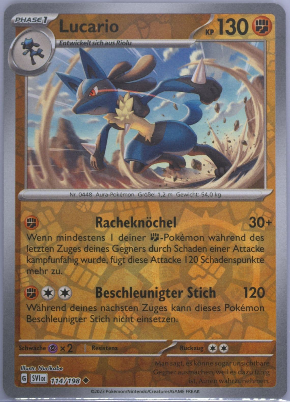 Lucario Reverse Holo (114) 2023 Pokemon German Svi de-Scarlet & Violet