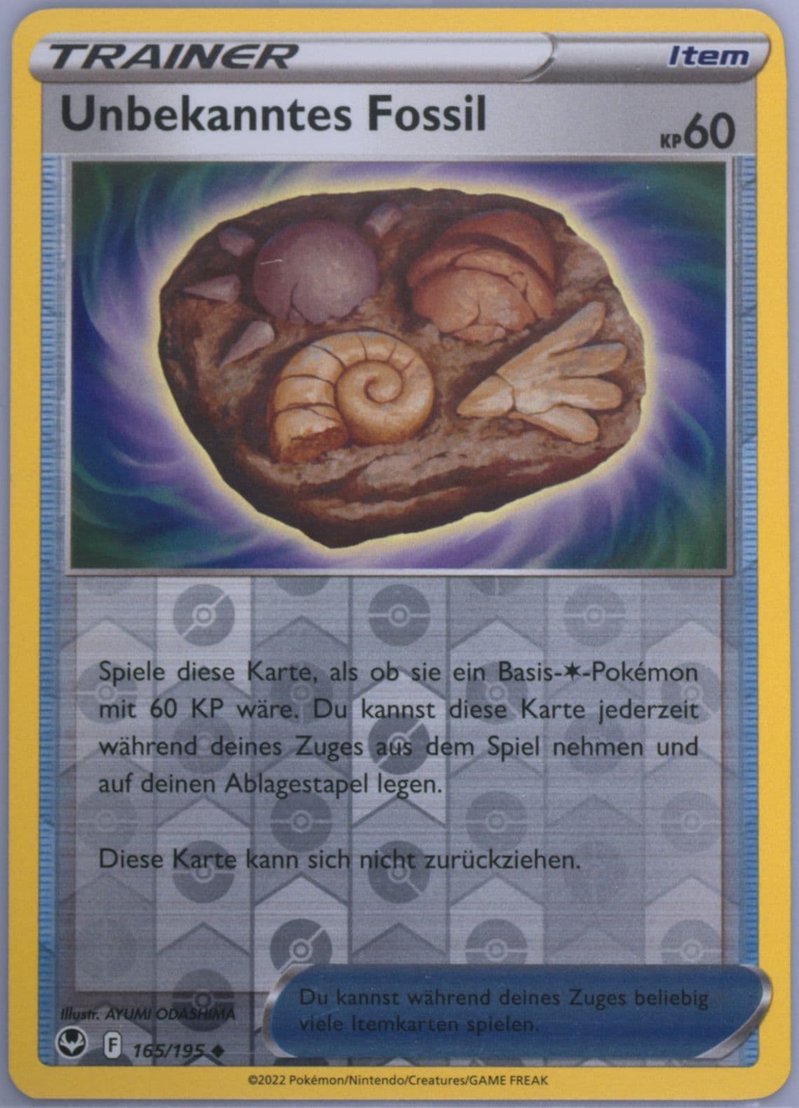 Unbekanntes Fossil-Reverse Foil German (165) 2022 Pokemon Sword & Shield Silver Tempest