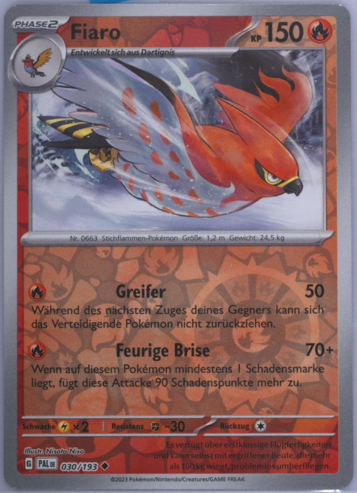 Talonflame Reverse Holo (030) 2023 Pokemon German Pal de-Paldea Evolved