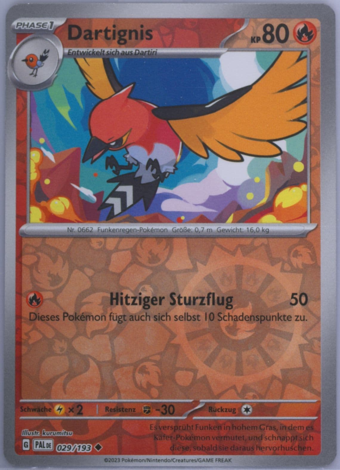 Fletchinder Reverse Holo (029) 2023 Pokemon German Pal de-Paldea Evolved