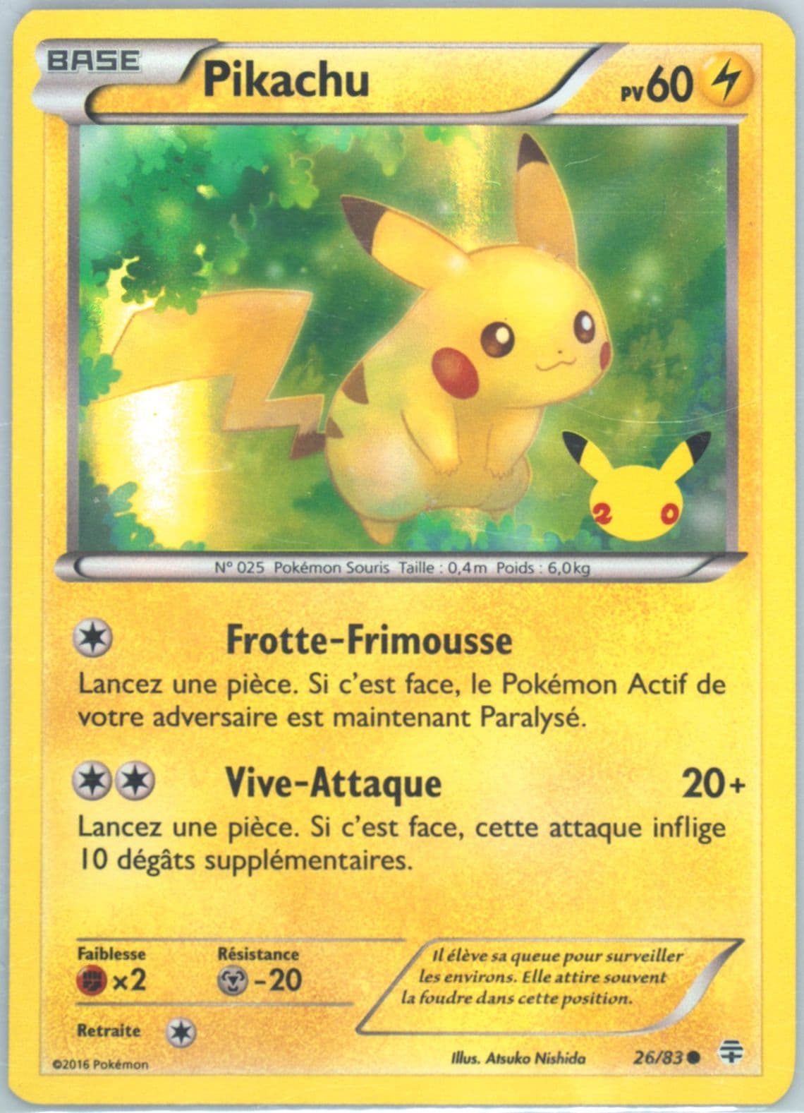 Pikachu Holofoil-20th-French (26) 2016 Pokemon XY Generations