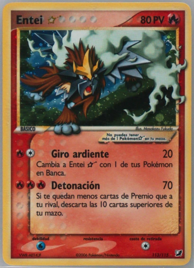 Entei-Holo Spanish-Gold Star (113) 2005 Pokemon EX Unseen Forces