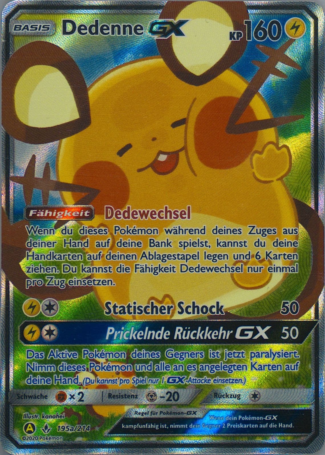 Full Art/Dedenne GX 2020 Yellow A Alternate Art Trainer's Toolkit-German (195a) 2019 Pokemon Sun & Moon Unbroken Bonds