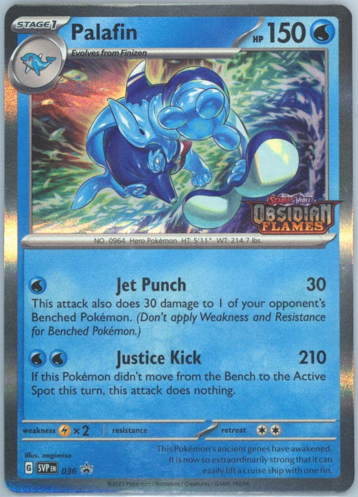 Palafin Obsidian Flames Prerelease (036) 2023 Pokemon Svp EN-SV Black Star Promo