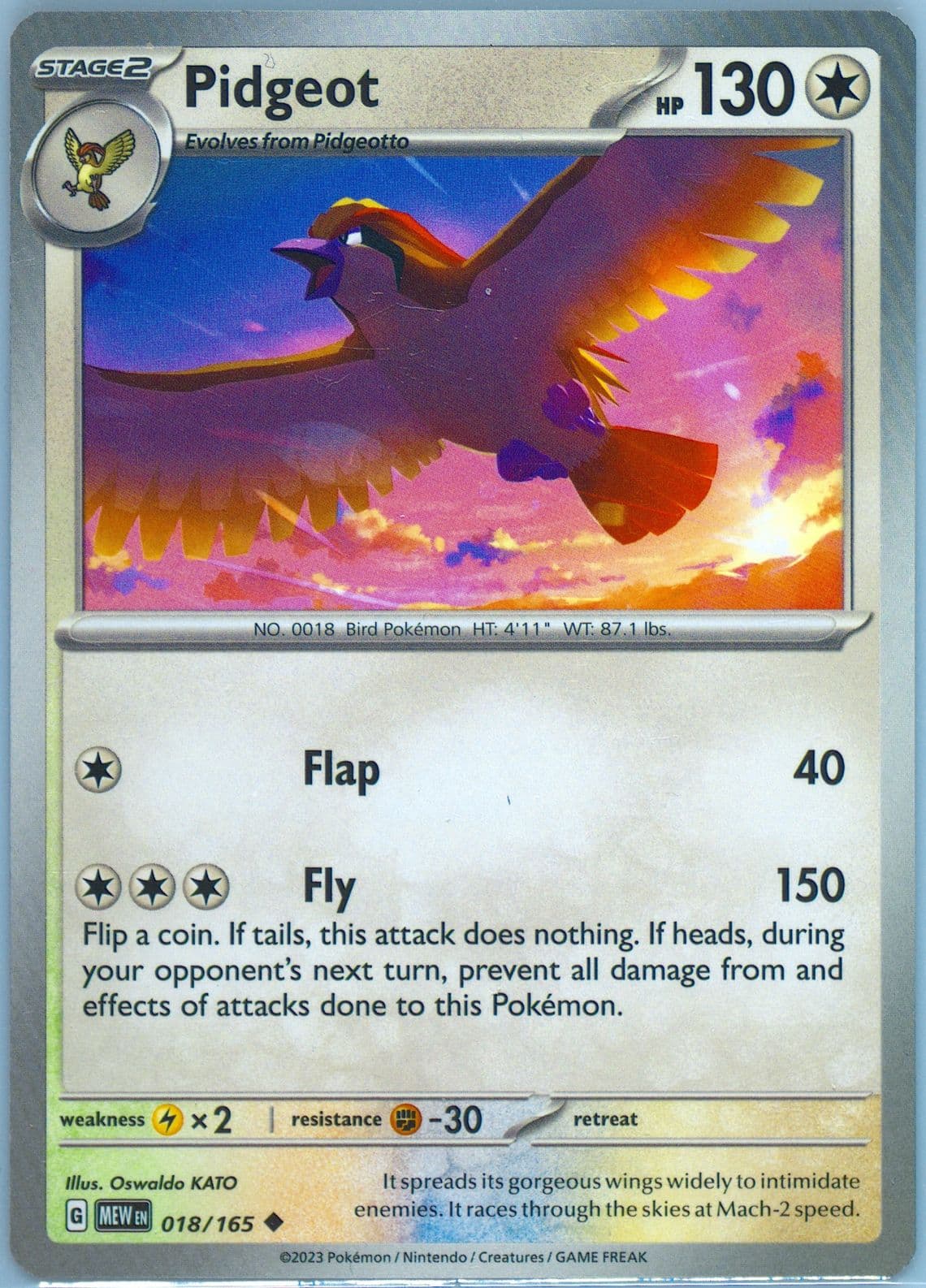Pidgeot (018) 2023 Pokemon Mew EN-151
