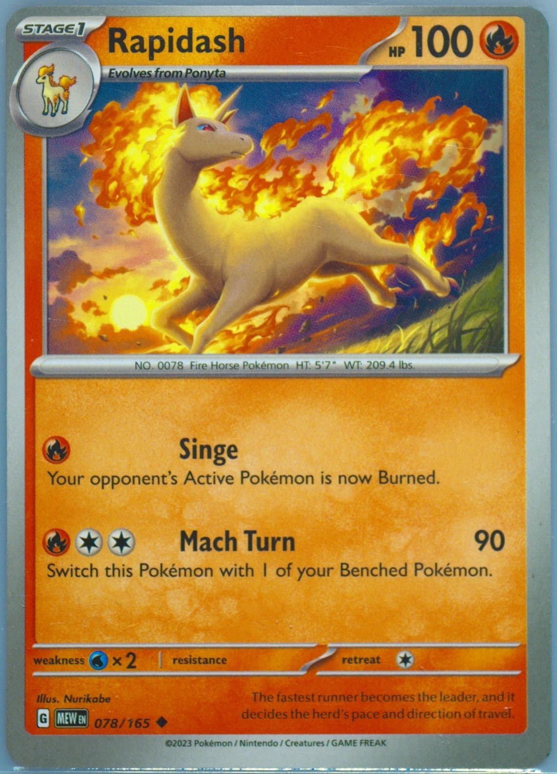 Rapidash (078) 2023 Pokemon Mew EN-151