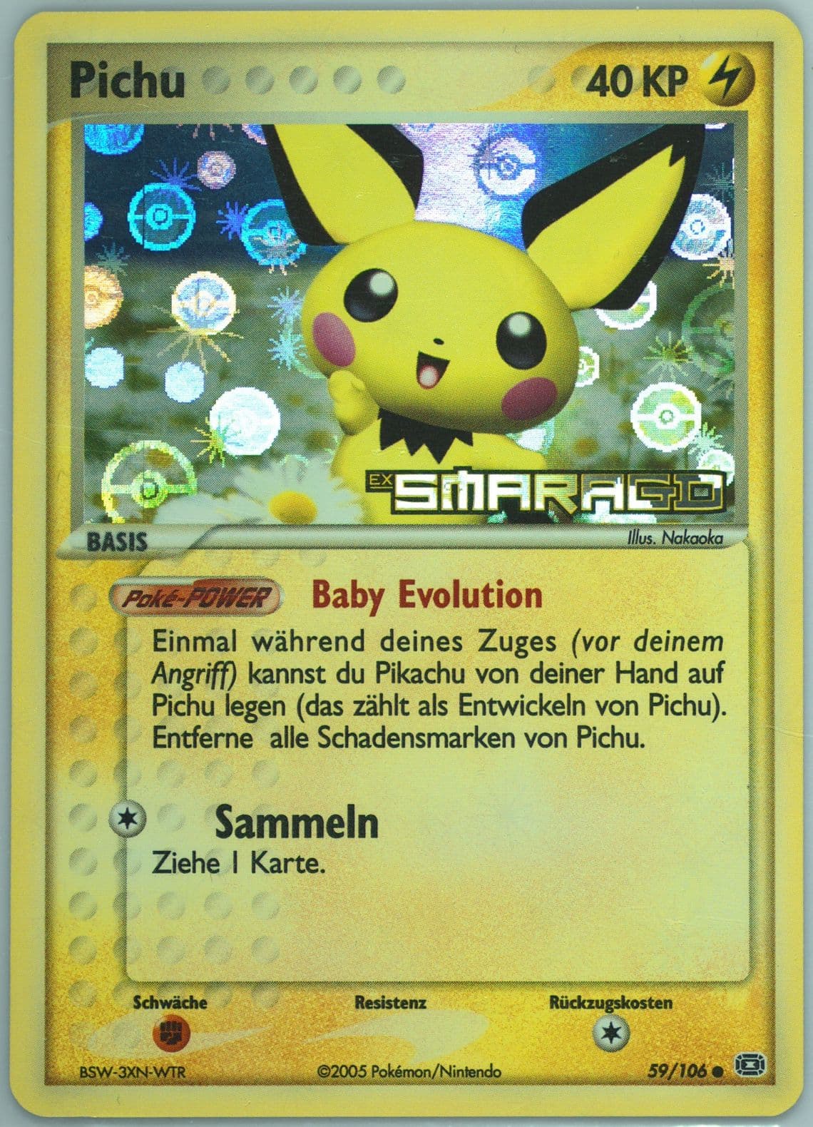 Pichu-Reverse Foil German (59) 2005 Pokemon EX Emerald
