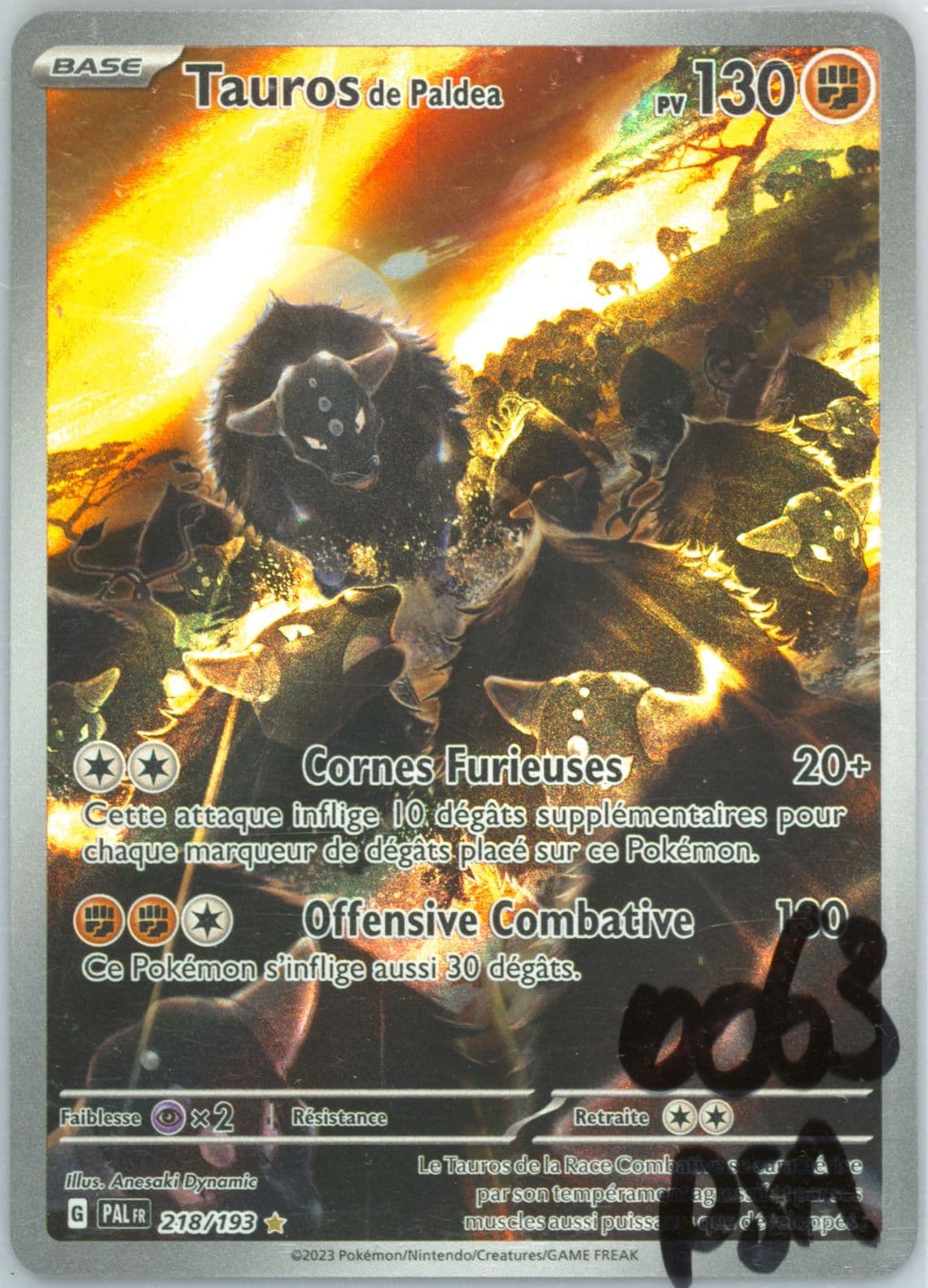 Paldean Tauros Illustration Rare (218) 2023 Pokemon French Pal FR-Paldea Evolved