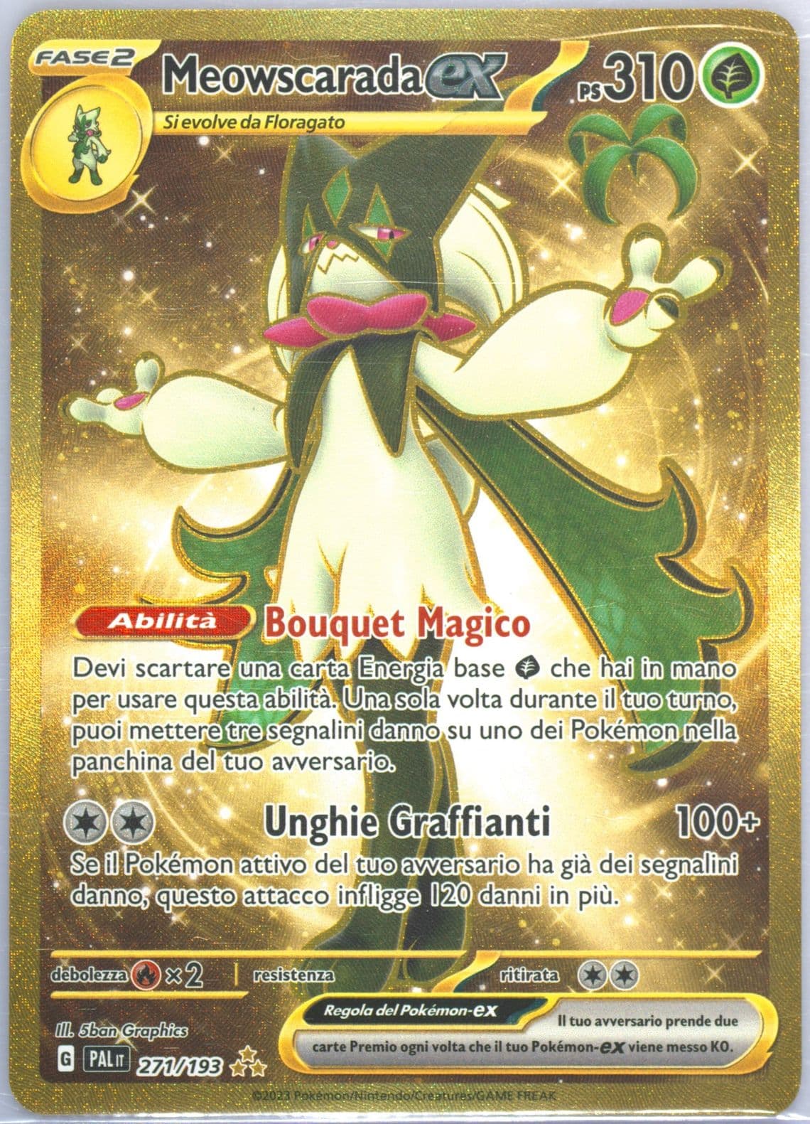 Meowscarada EX Hyper Rare (271) 2023 Pokemon Italian Pal It-Paldea Evolved
