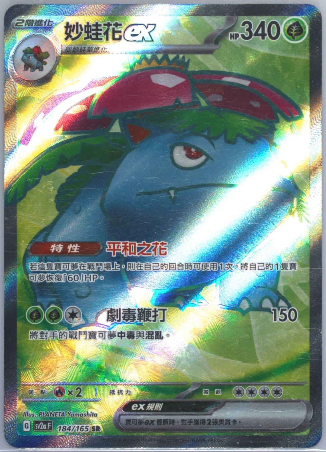 Venusaur EX Super Rare (184) 2023 Pokemon Traditional Chinese Sv2a F-Pokemon 151