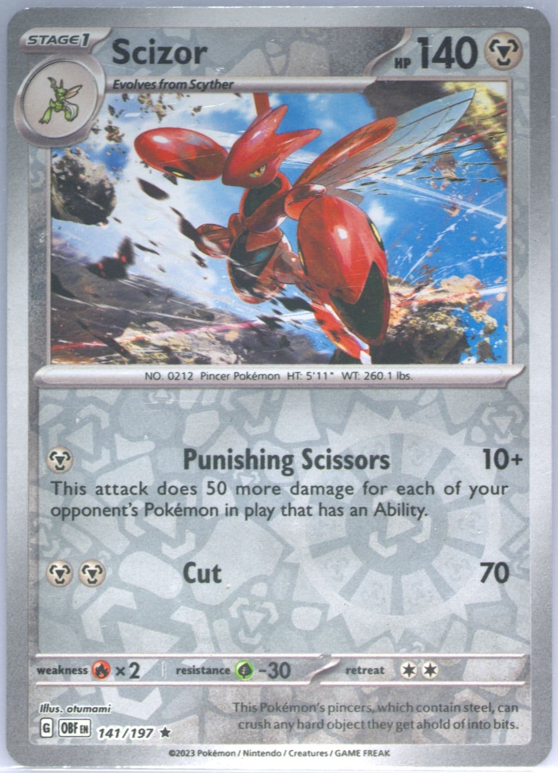 Scizor Reverse Holo (141) 2023 Pokemon Obf EN-Obsidian Flames