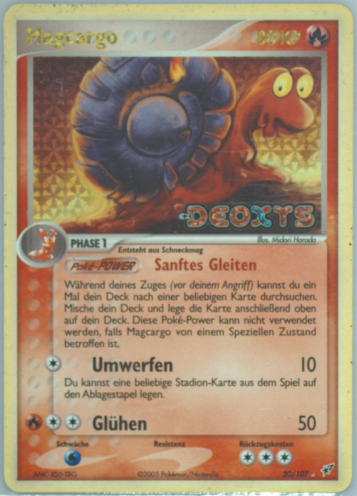 Magcargo-Reverse Foil German (20) 2005 Pokemon EX Deoxys