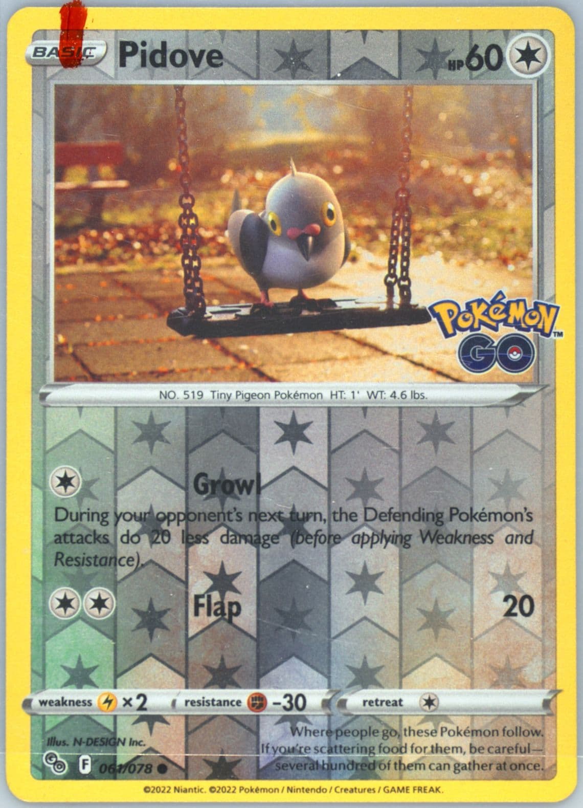 Pidove-Reverse Foil (061) 2022 Pokemon Go