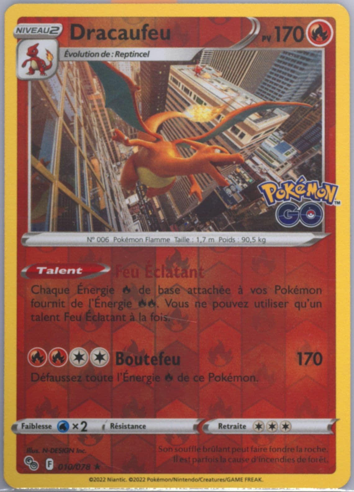 Dracaufeu-Reverse Foil French (010) 2022 Pokemon Go