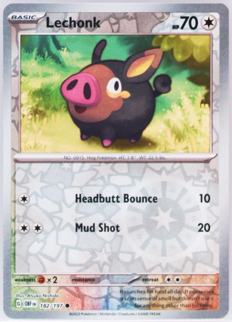 Lechonk Reverse Holo (182) 2023 Pokemon Obf EN-Obsidian Flames